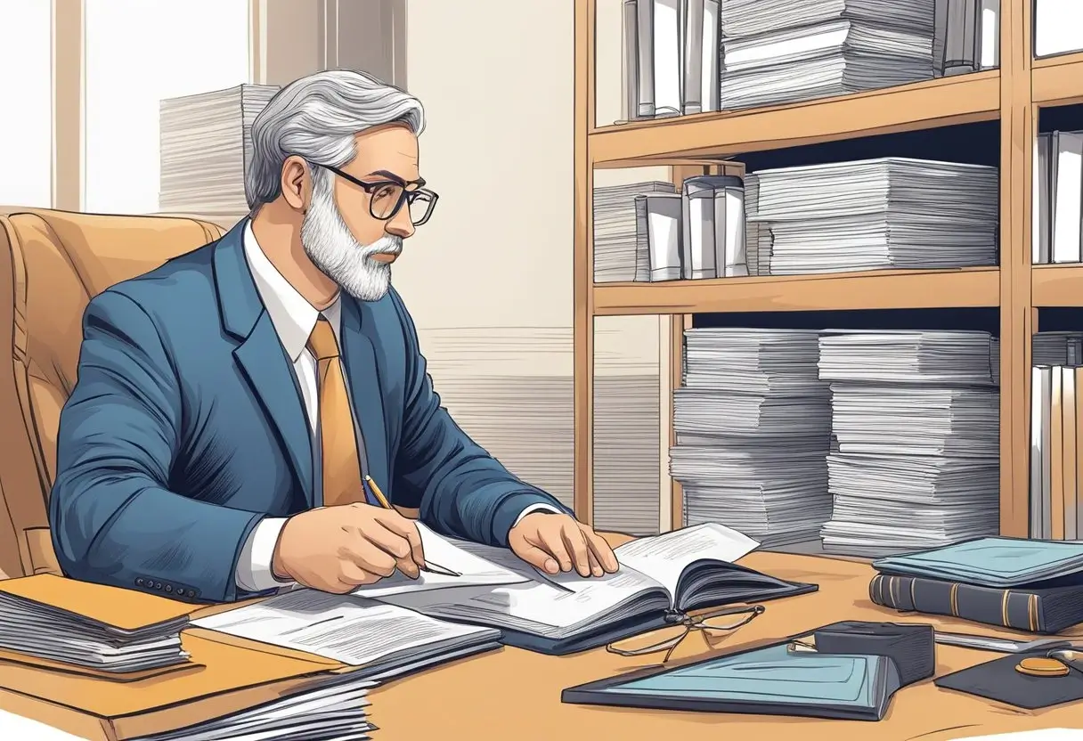 patent lawyer in his office