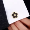 gold and black cufflinks for women