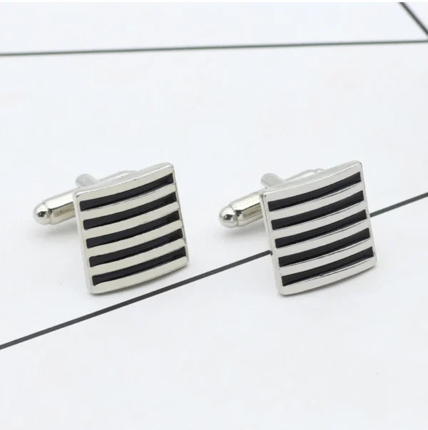 cuff links silver with black for men