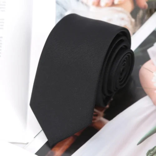 slim black necktie