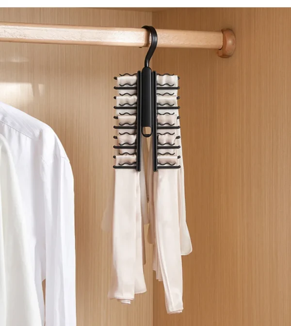 white ties on a tie hanger
