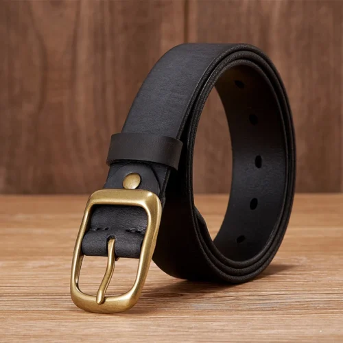mens black leather belt
